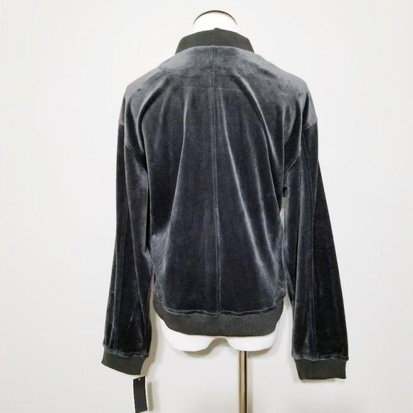 Nwt Natori Luxe Velour Bomber Track Jacket Full Zip Cozy Gray M Womens - Picture 5 of 9